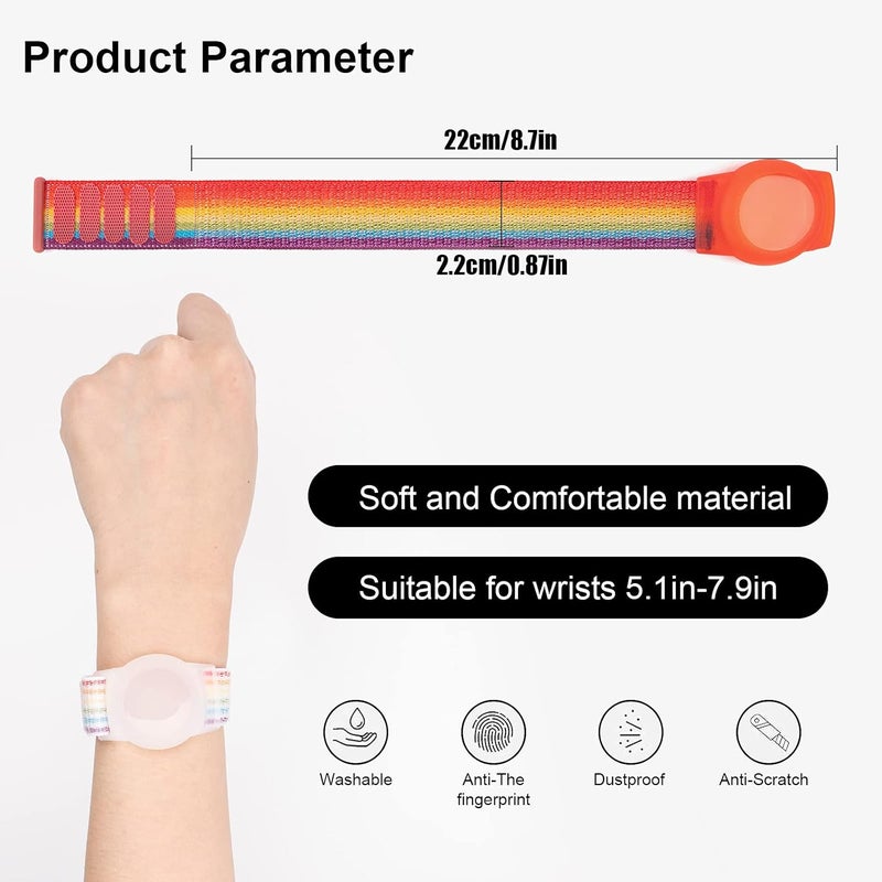 FNCOLL 2 Pack Kids Wristband for AirTag, Nylon Watch Band GPS Tracker Holder Protective Case Compatible with Apple Air Tag, Adjustable Anti-lost Bracelet for Toddler Baby Children Elders - Image 3
